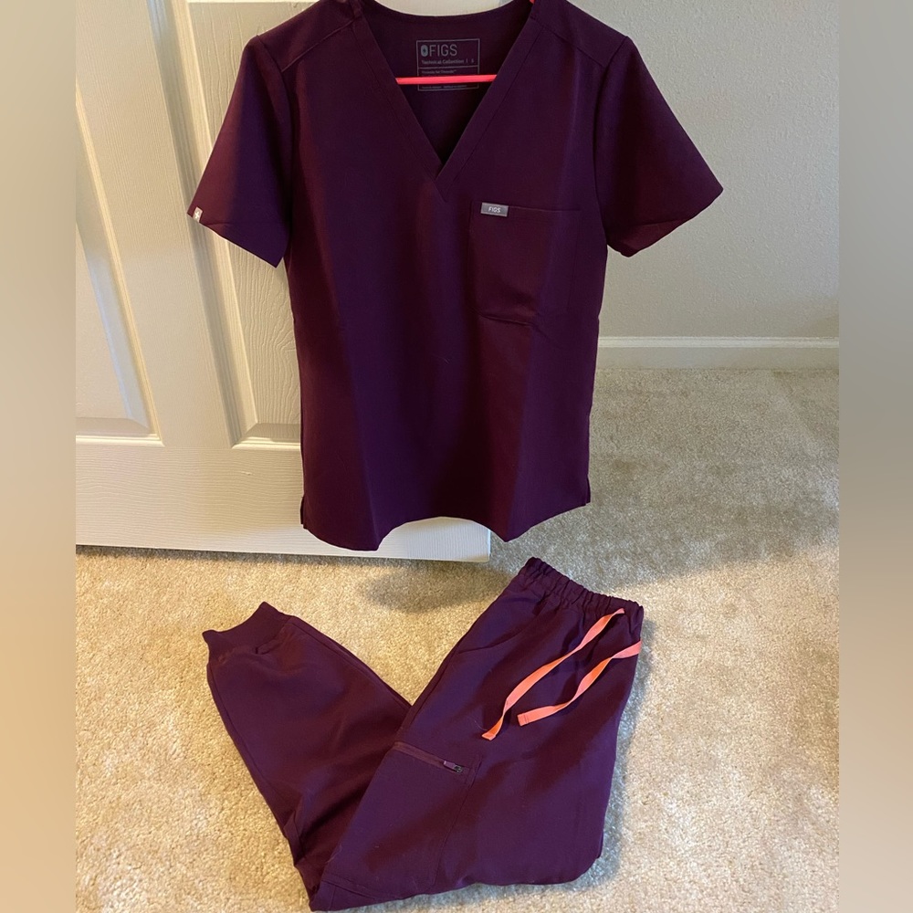 Purple Matching Figs Scrub Set
